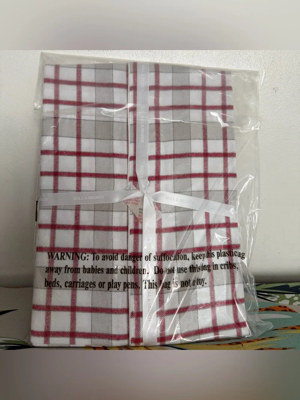 Women’s Boll & Branch Loungewear Plaid Flannel Button Down Sleep Shirt Medium